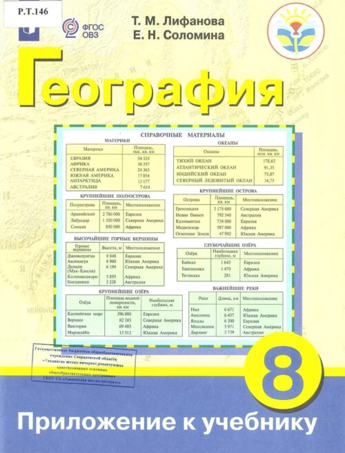 География 8 класс Приложение к учебнику